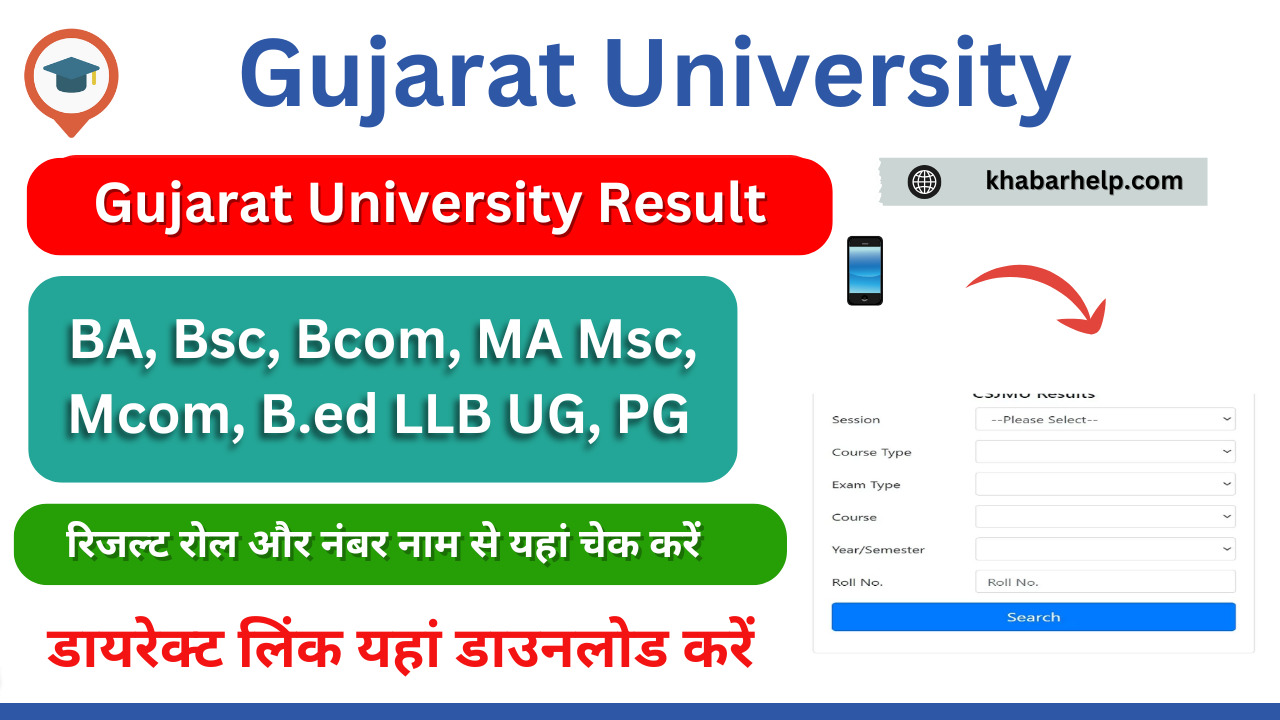 Gujarat University Result 2024: {Out) check result.gujaratuniversity.ac.in BA B.sc, B.com, UG, PG Results Available