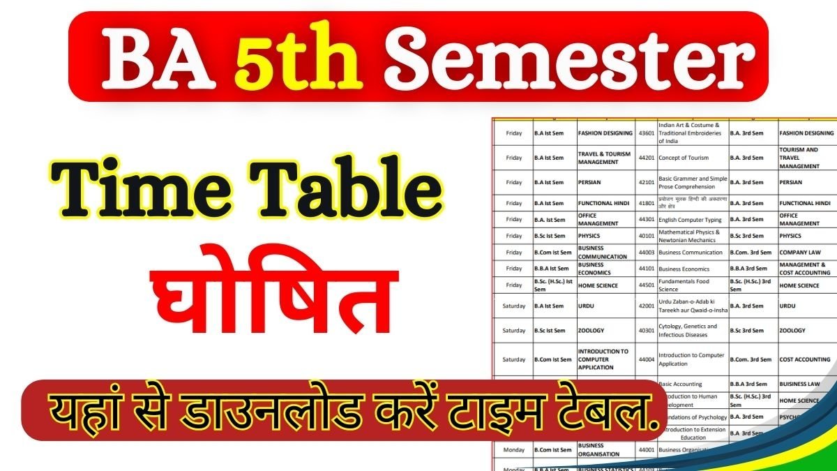 BA 5th Semester Time Table