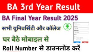 BA 3rd Year Result 2025, (बीए तृतीय वर्ष परिणाम 2025) जारी, जल्दी यहां से डाउनलोड करें BA Result 2025