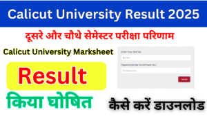 Calicut University Result 2025, घोषित यहां चेक करें Calicut University 2nd, 4th Semester Result Marksheet 2025