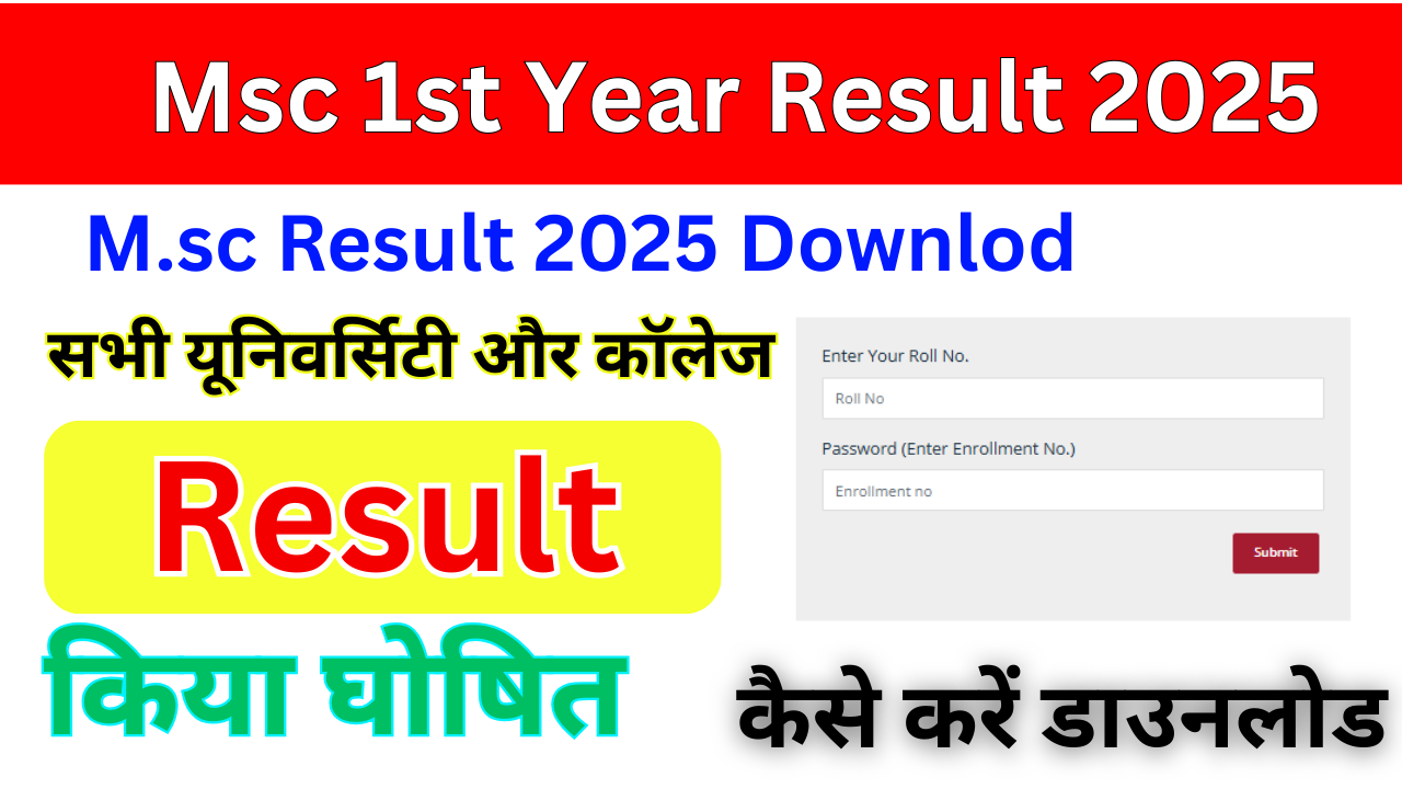 Msc 1st Year Result 2025, (Msc Result 2025) M.Sc 1st Year Result released, check here quickly