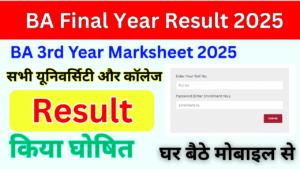 BA 3rd Year Result 2025, (Out) BA Final Year Result marksheet 2025 check here soon