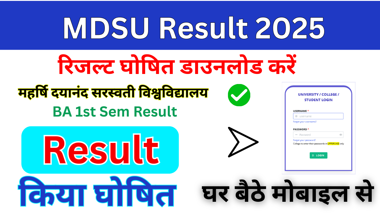 MDSU BA Result 2025, Out at mdsuexam.org Check Direct Link to Download Scorecard MDSU Result Info