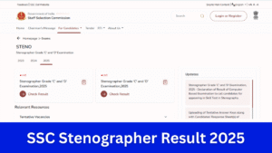 SSC Stenographer Result 2025: (OUT) SSC Stenographer Grade C & D CBT Merit List PDF- ssc.gov.in